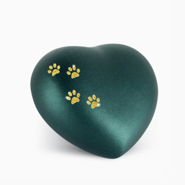 Herz-Tierurne - Keramik grün mit Tierpfoten 58-500-6022