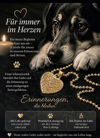 Für immer im Herzen - Ihr Haustier bleibt ewig in Erinnerung. Individueller Erinnerungsschmuck.